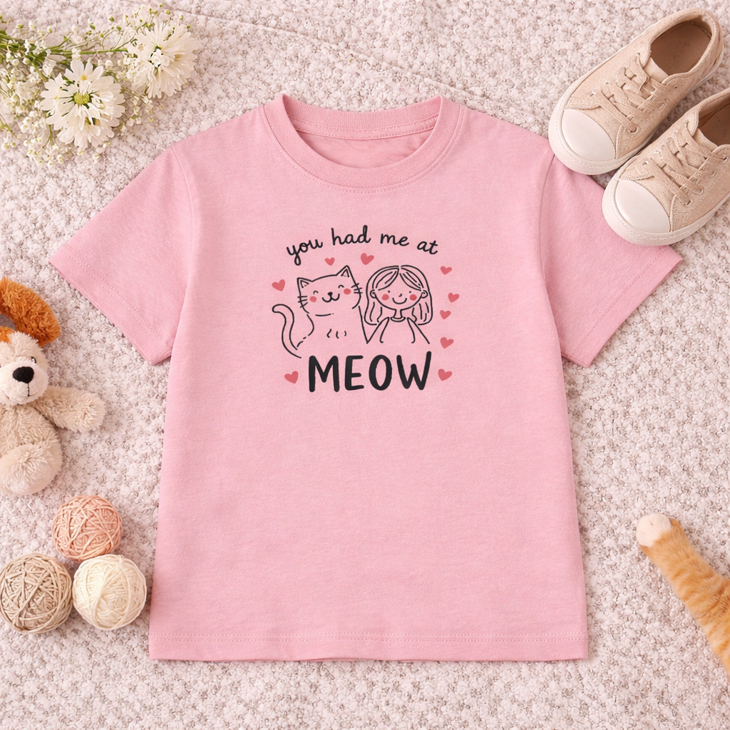 Kids Organic Cotton "You had me at meow" Graphic Tee