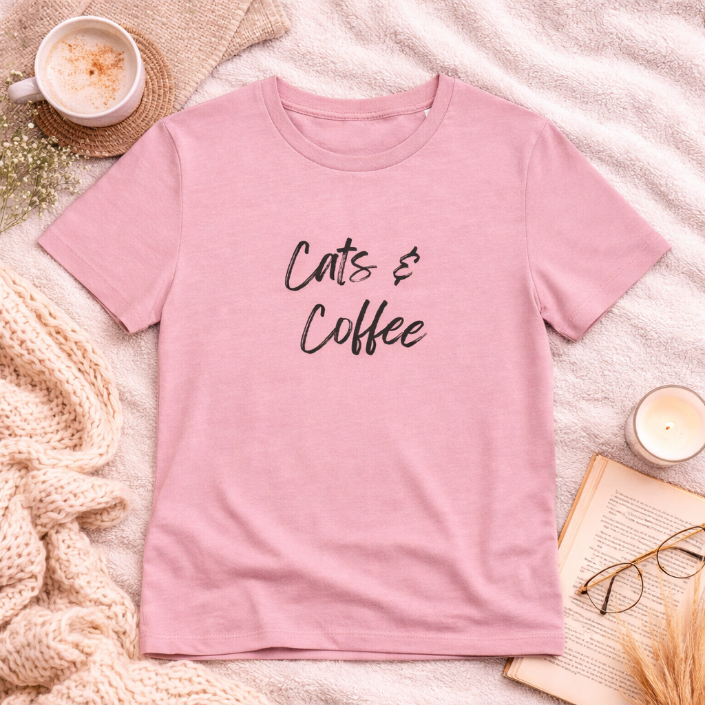 Women’s Organic Cotton “Cats & Coffee” T-Shirt