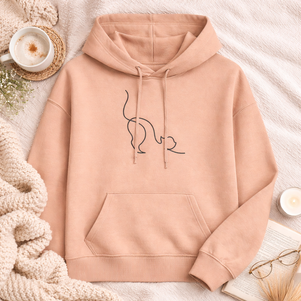 Women's Organic Cotton Feline Art Hoodie