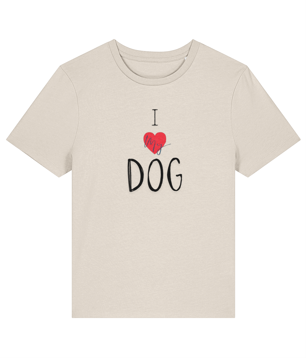 Organic Cotton I love my dog tshirt with love heart