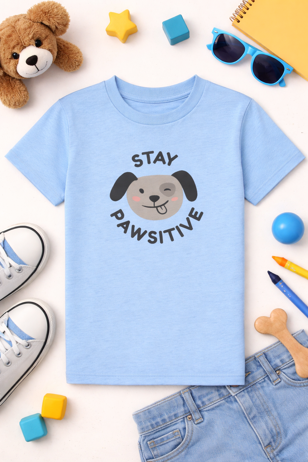 kids blue t-shirt with animal print